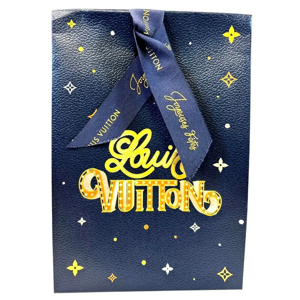 LOUIS VUITTON 2024 Holiday Empty Gift Bag Joyeuses Fetes Ribbon Navy